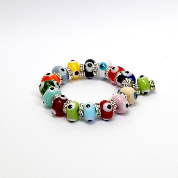 Multicolor Evil Eye Bracelet with CZ - Picture 2 of 2